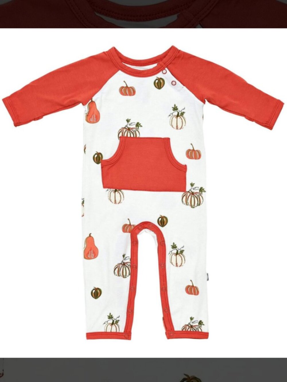 (EUC) Kyte Baby Long All in Pumpkin - Size: 12-18 months - Orange / White